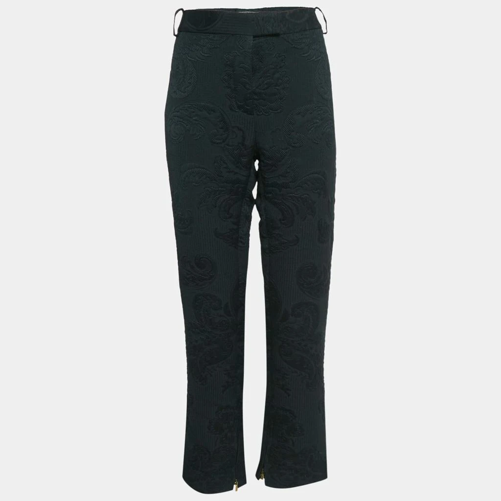 Salvatore Ferragamo Salvatore Ferragamo Black Floral Jacquard Lace-Up Trousers M 1