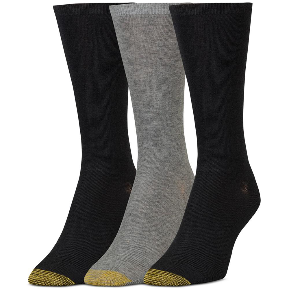 Gold Toe Women's 3-Pack Wellness Non-Binding Flat Knit Crew Socks