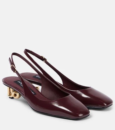 Dolce 
Gabbana DG 40 patent leather slingback pumps 1
