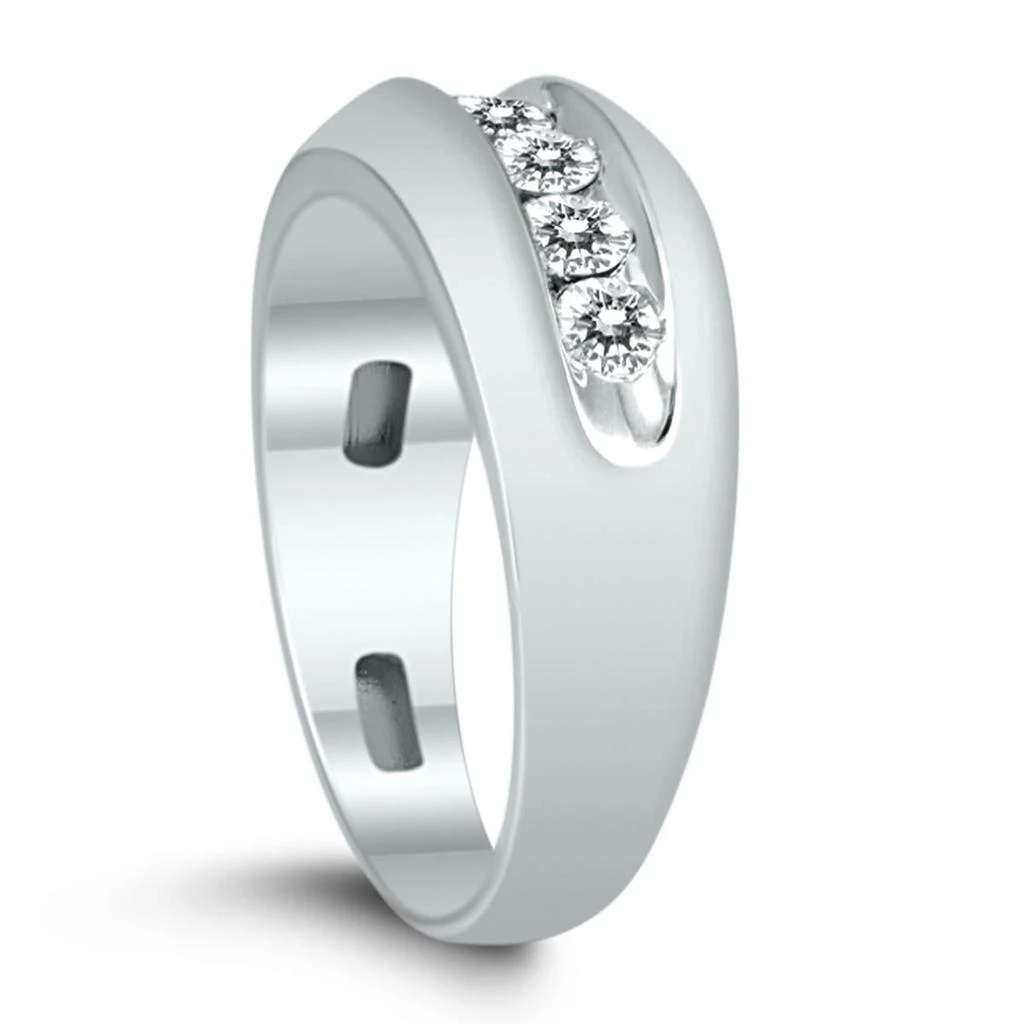 SSELECTS 1 Ctw 7 Stone Genuine Diamond Men's Ring In 10K White Gold 2
