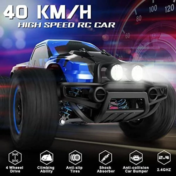 netjett Netjett  1-16 Scale TEORON High Speed Remote Control Car with All Terrain RC Truck with Headlights 2