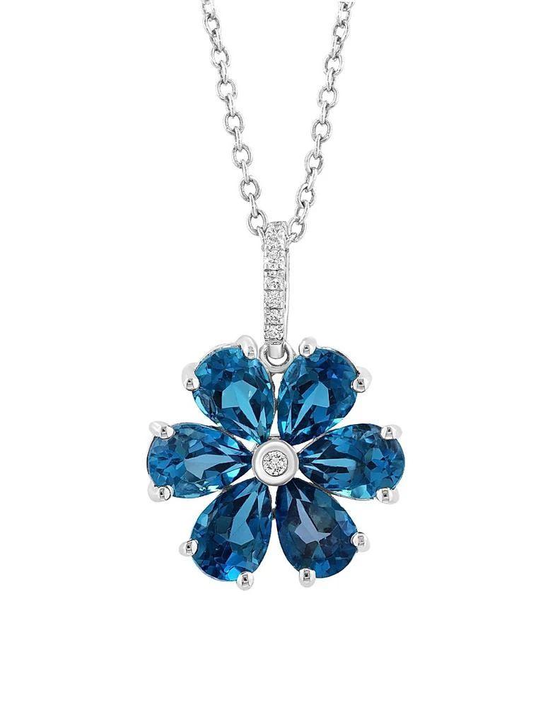 Saks Fifth Avenue Collection 14K White Gold, London Blue Topaz 
0.03 TCW Diamond Pendant Necklace 3