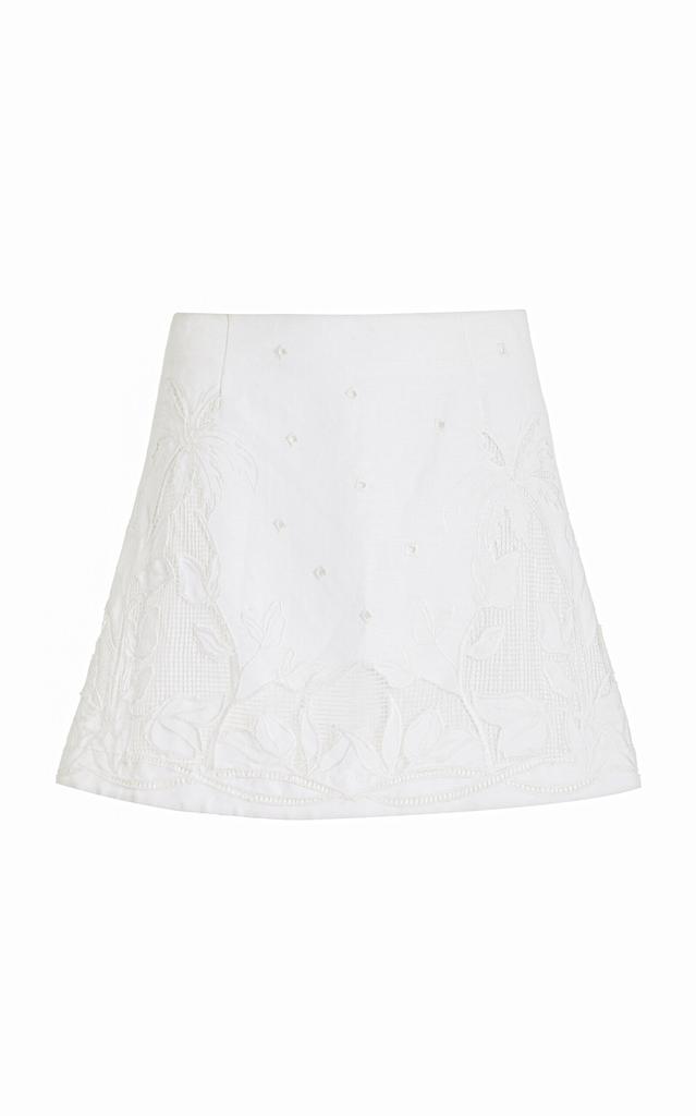 Aje Aje - Agua Embroidered Linen-Blend Mini Skirt - Off-White - AU 10 - Moda Operandi