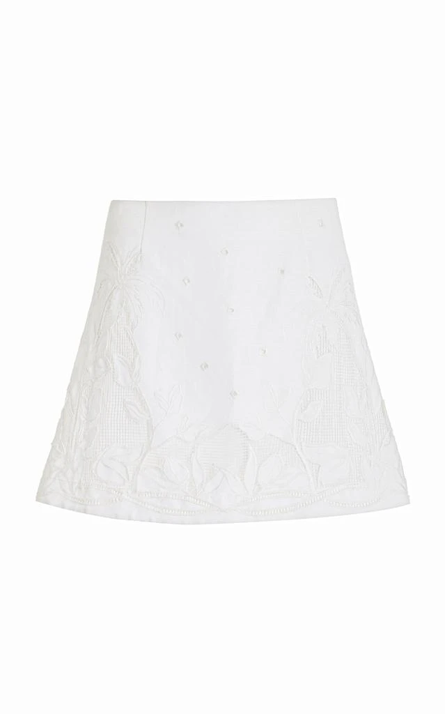 Aje Aje - Agua Embroidered Linen-Blend Mini Skirt - Off-White - AU 14 - Moda Operandi 1