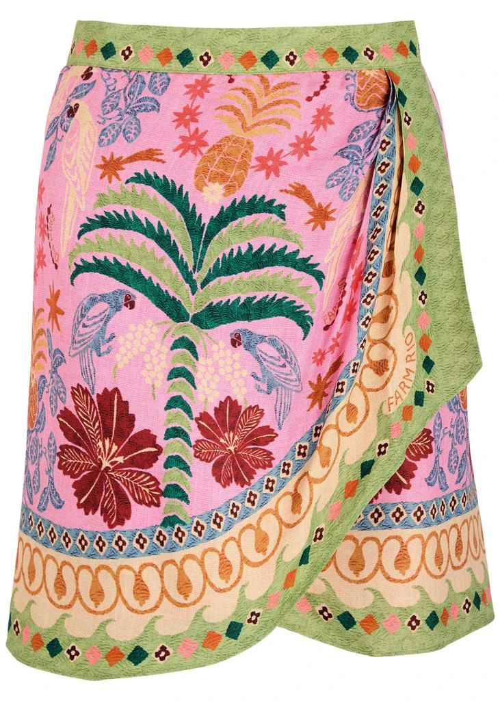 Farm Rio Fruits Queen printed satin mini skirt 1