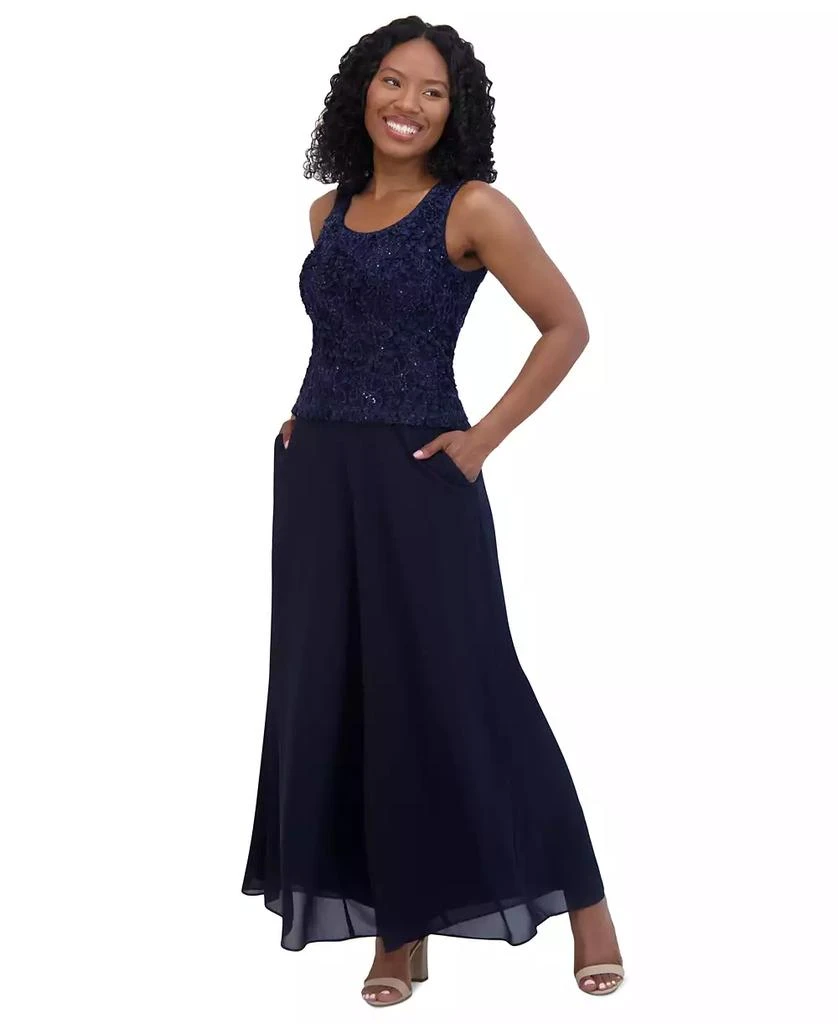 Jessica Howard Petite Sequin Jumpsuit & Jacket Set 3