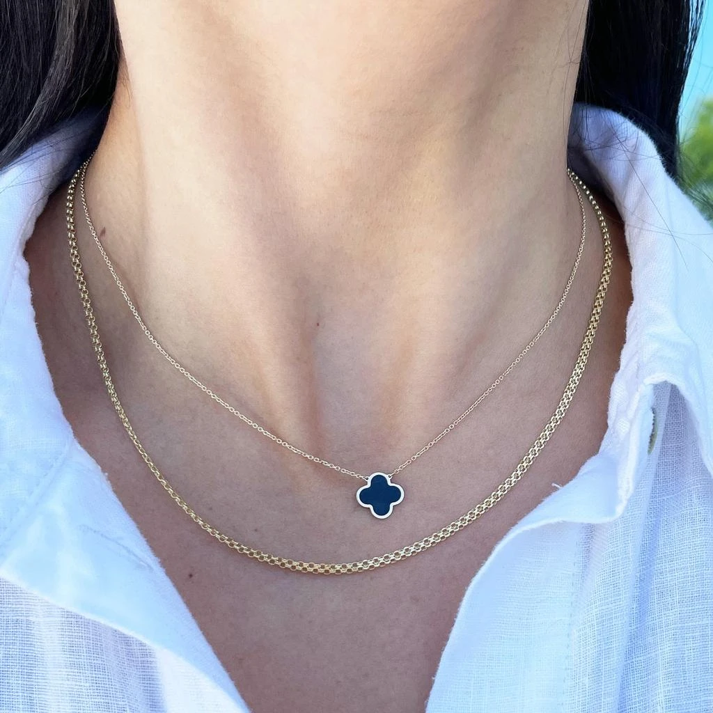 The Lovery Small Onyx Single Clover Necklace 3