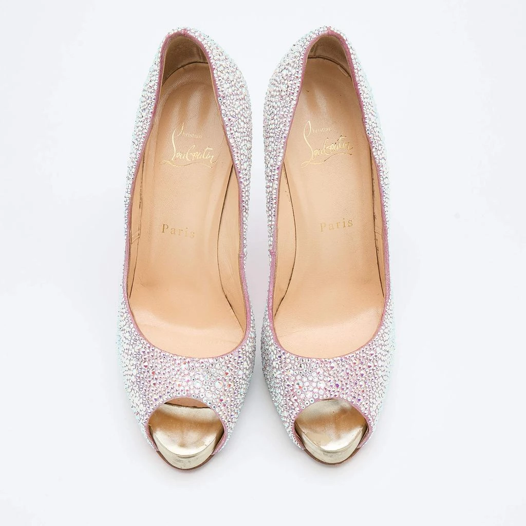 Christian Louboutin Christian Louboutin Pink Suede Crystal Embellished New Riche Peep Toe Pumps Size 38 3