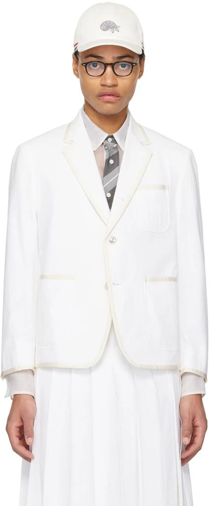 Thom Browne White Single-Breasted Blazer 1