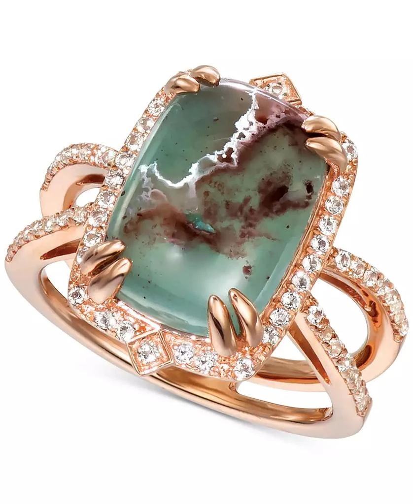 Le Vian Peacock Aquaprase (14 x 10mm) & Vanilla Topaz (1/3 ct. t.w.) Statement Ring in 14k Rose Gold 1