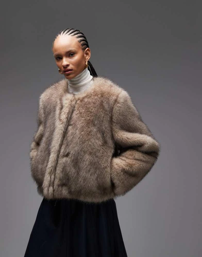 Other Stories
Other Stories cropped faux fur jacket in beige 3