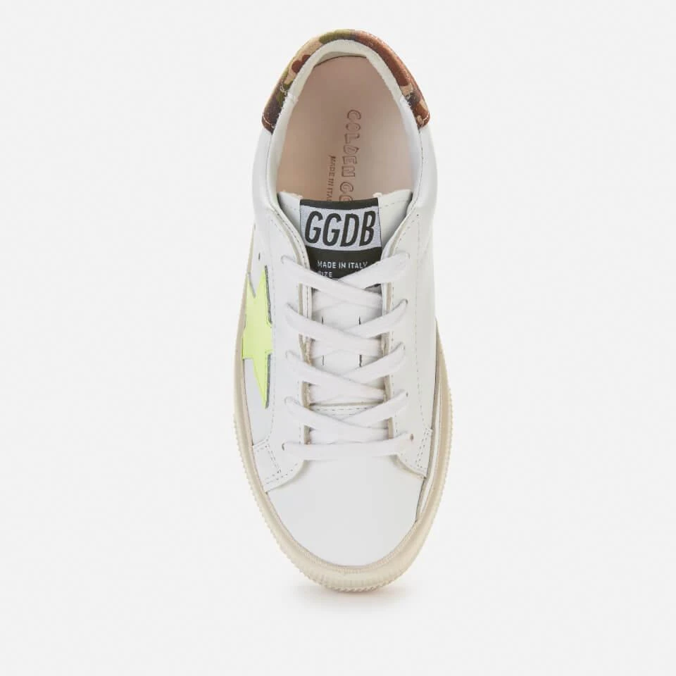 undefined GOLDEN GOOSE KIDS' LEATHER UPPER STAR AND HEEL TRAINERS - WHITE/FLUO YELLOW/GREEN CAMOUFLAGE 3