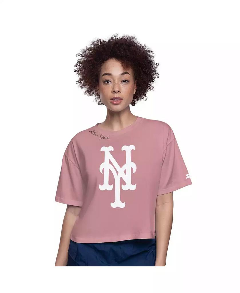 Starter Women's Pink New York Mets Play the Ball Boxy Cropped T-Shirt