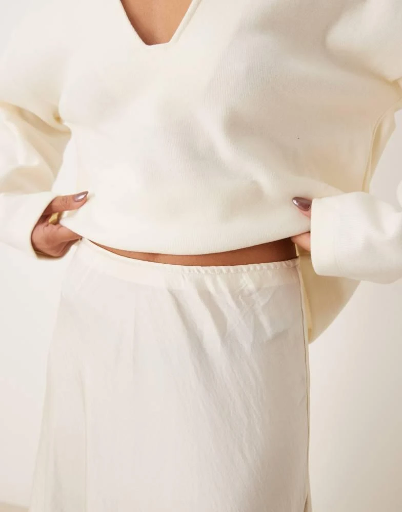 Free People Free People lace insert satin maxi skirt in cream 5