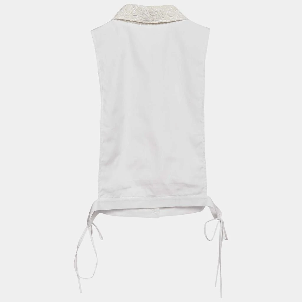 Dior Dior White Cotton Lace Overlay Button Front Plastron M 2