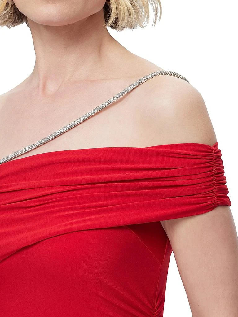 Herve Leger One-Shoulder Crystal-Trim Gown 8