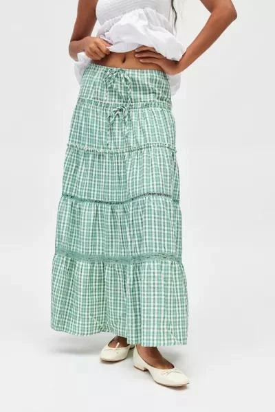 Daisy Street Daisy Street Tiered Gingham Maxi Skirt 2