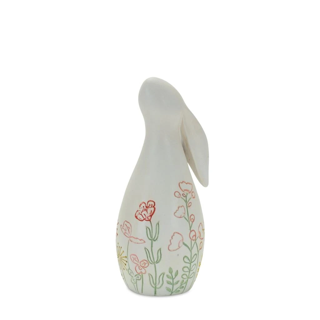 Hivvago Modern Bunny Rabbit Figurine with Etched Floral Design (Set of 2) 4