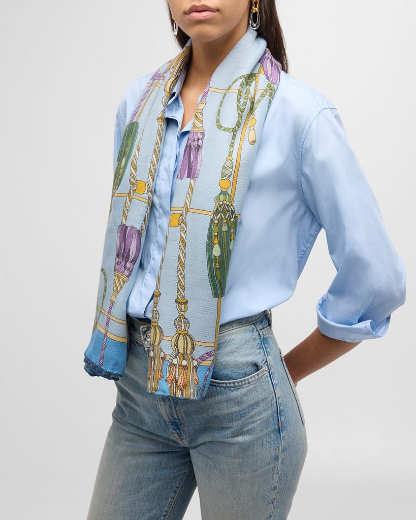 Rani Arabella Remini Light Blue Cashmere-Blend Scarf