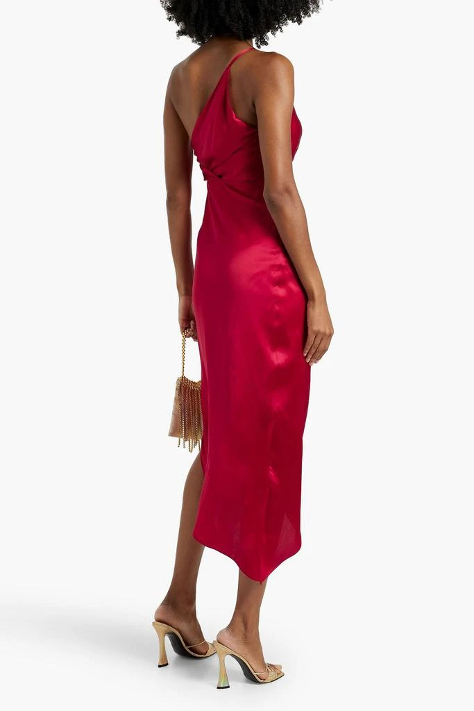 Michelle Mason One-shoulder twisted silk-satin gown 3