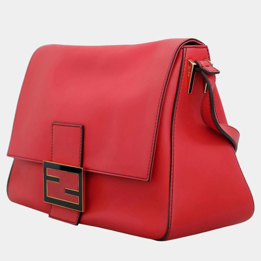 Fendi Fendi Red Leather Mamma Baguette Flap Shoulder Bag 2
