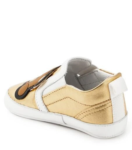 Moschino Baby logo metallic leather sneakers 2