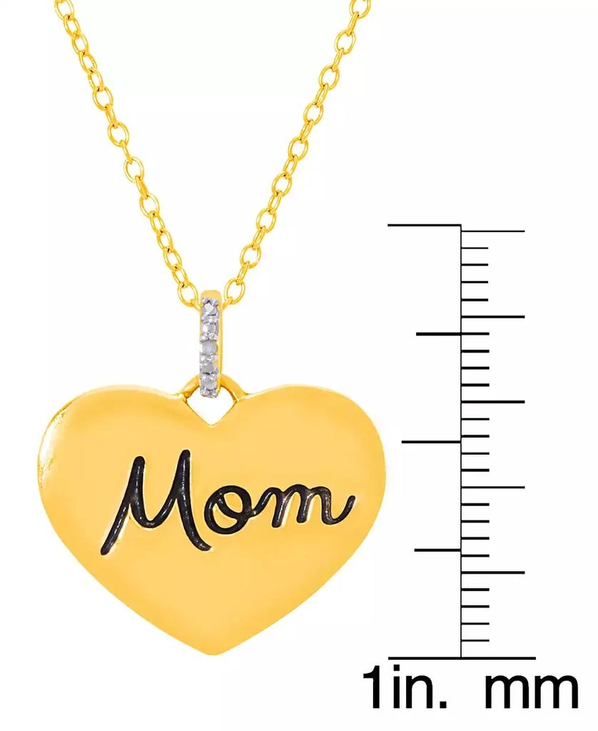Macy
s Diamond Accent Black Script Engraved Mom Heart Pendant 18" Necklace in 14k Gold Plate 2