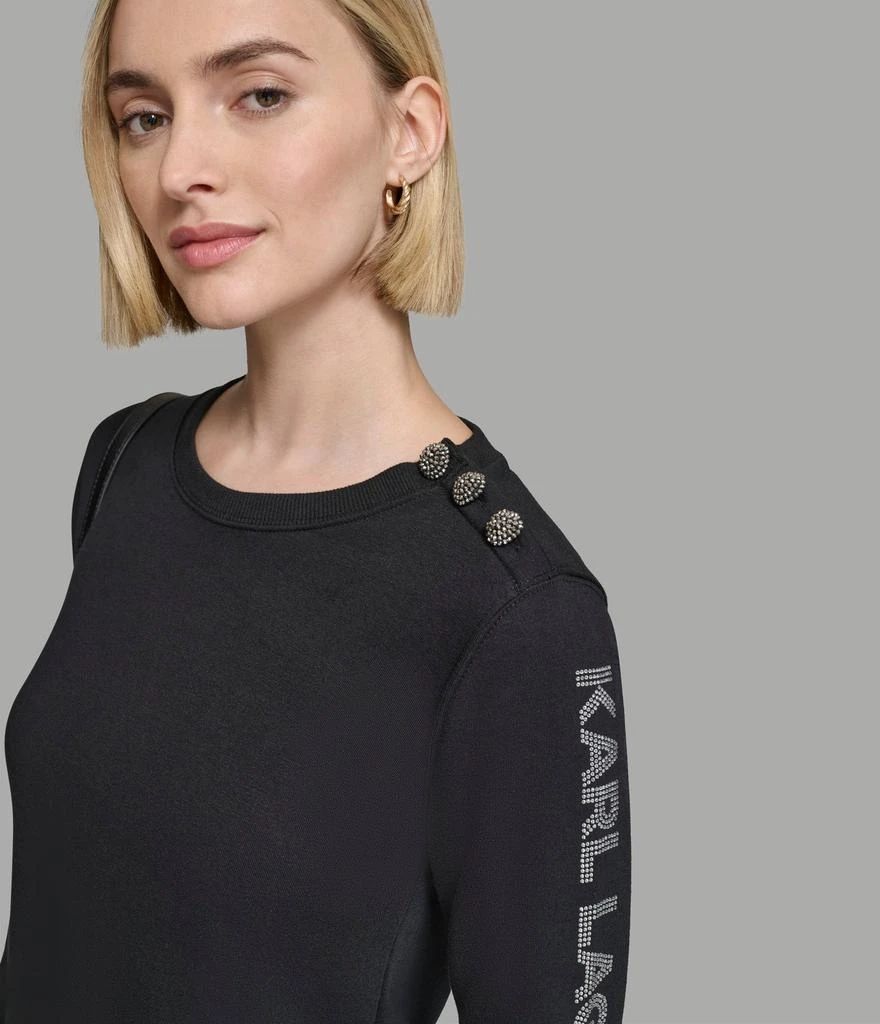 Karl Lagerfeld Paris RHINESTONE LOGO TRIM SWEATSHIRT DRESS 5