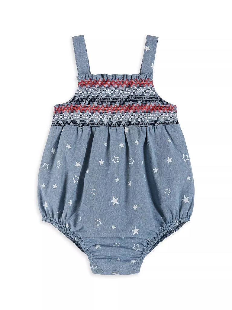 Andy & Evan Baby Girl's Americana Star Smocked Chambray Bubble Romper 1