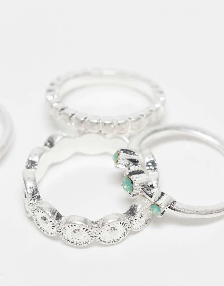 ASOS ASOS DESIGN pack of 12 rings in worn silver tone 2