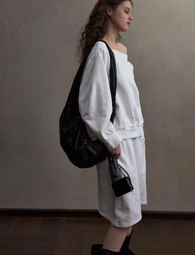 Pixie Market White Off-Shoulder Oversized Sweatshirt-PREORDER 5