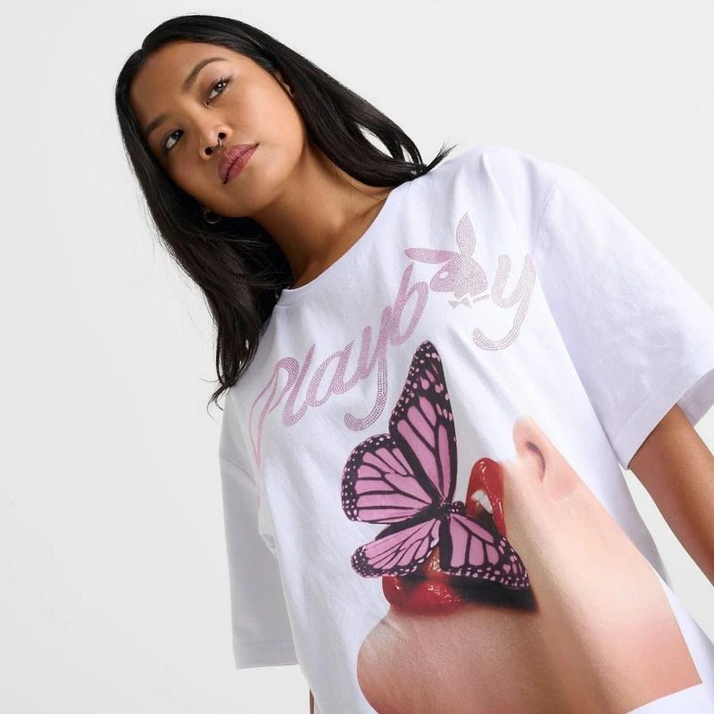 Playboy Women's Playboy Butterfly Photo T-Shirt 5