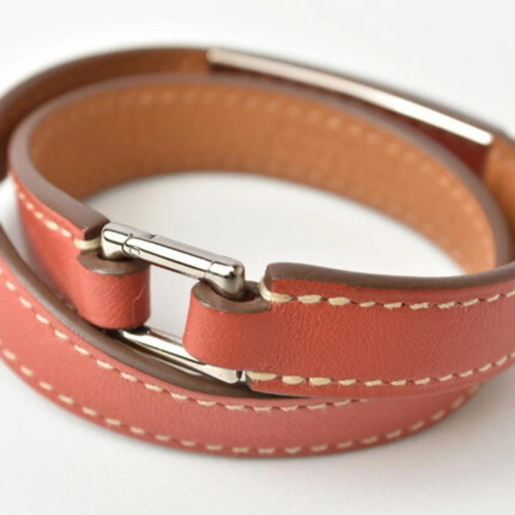 Hermes Medor pink Barenia Leather/Felt Leather Bangle (Pre-Owned) 2