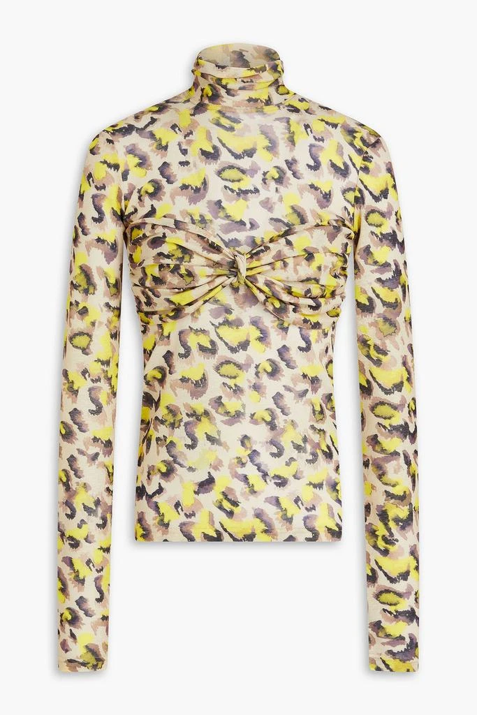 Nanushka Knotted leopard-print jersey turtleneck top 1