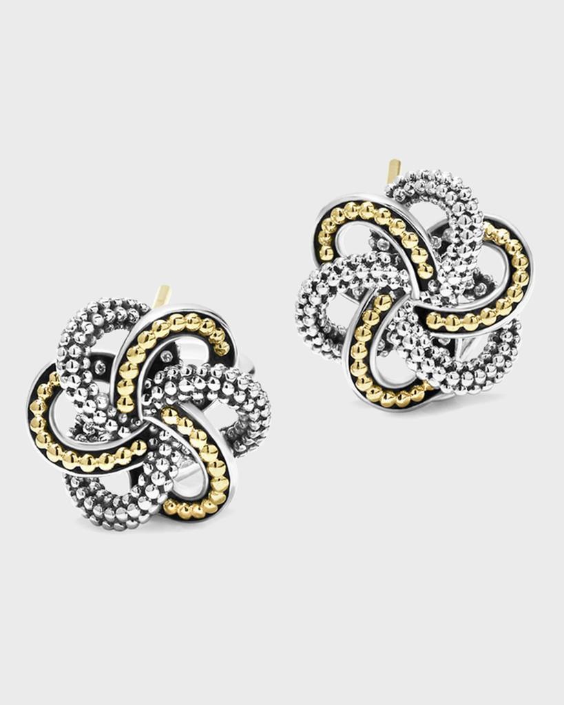 LAGOS Love Knot Two-Tone Omega Clip Stud Earrings