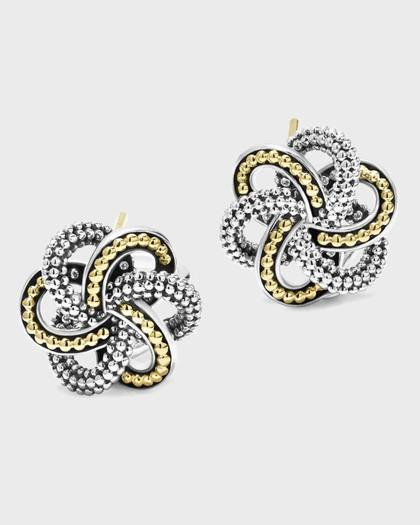 LAGOS Love Knot Two-Tone Omega Clip Stud Earrings 1