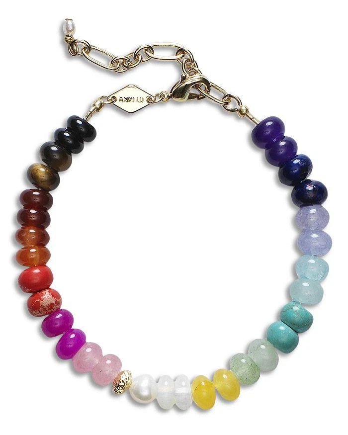 ANNI LU Iris Mixed Semi Precious Gemstone Beaded Bracelet in 18K Gold Plated 1