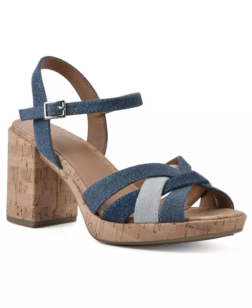 White Mountain Women's Dubonnet Cork Block Heel Sandals