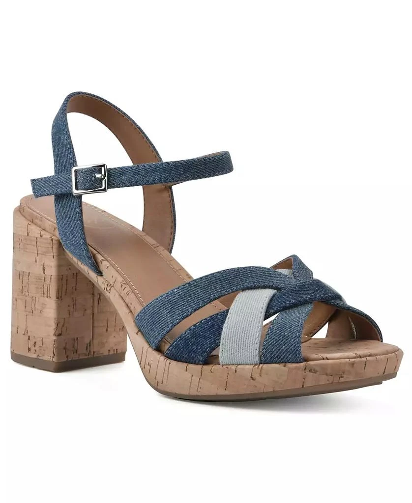 White Mountain Women's Dubonnet Cork Block Heel Sandals 1