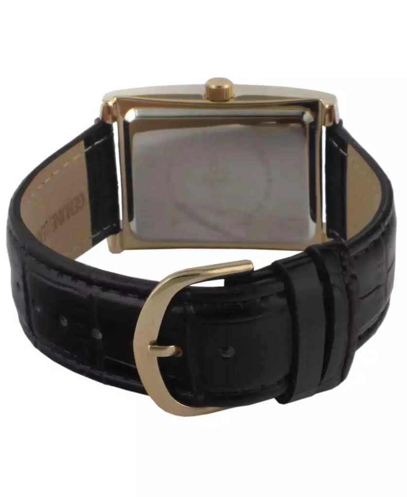 Peugeot Men's 43x30 mm Black Vintage Like Tank Leather Strap Watch 5