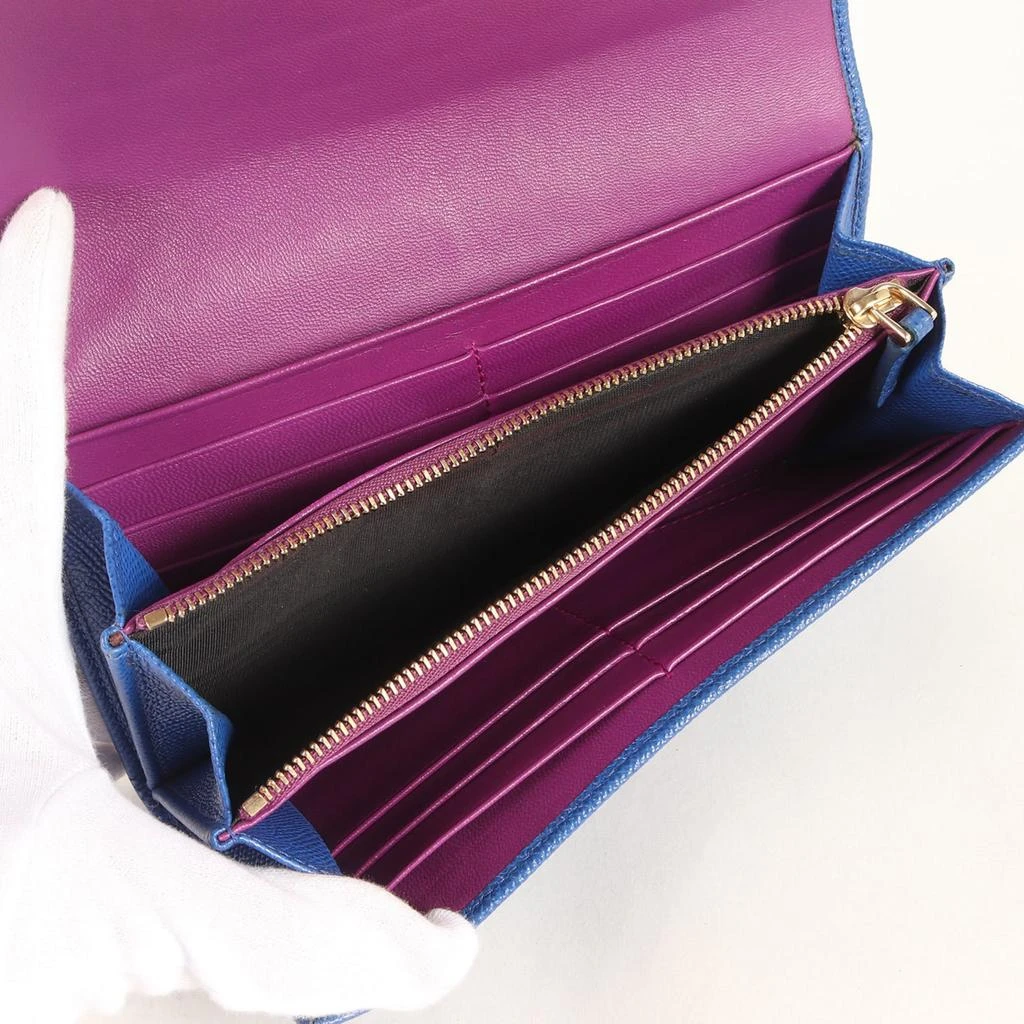 BVLGARI blue Leather Long Wallet (Bi-Fold) (Pre-Owned) 4