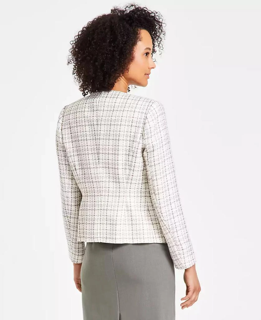 Kasper Petite Tweed Collarless Open-Front Blazer 4