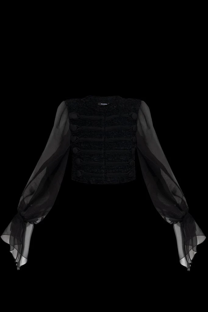 Balmain Balmain Edge-To-Edge Tweed And Chiffon Jacket from Cettire