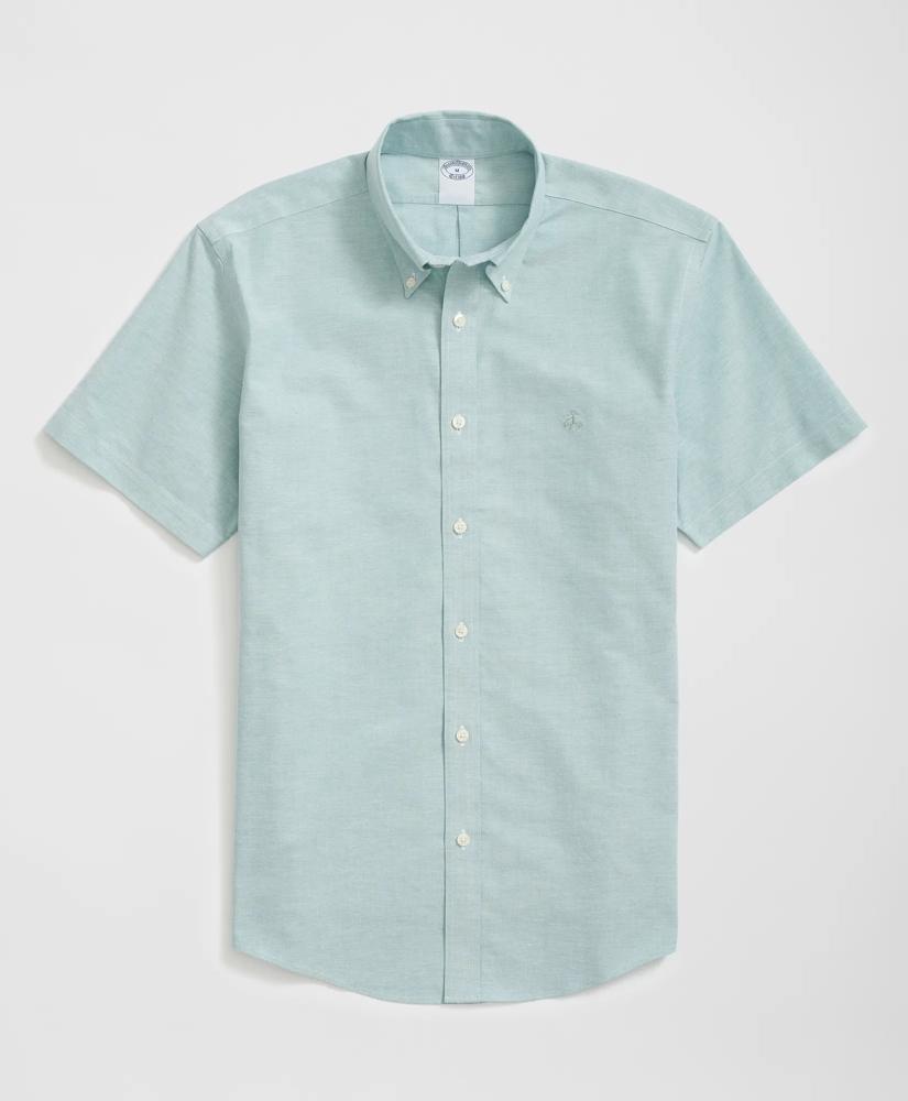 Brooks Brothers Stretch Cotton Non-Iron Oxford Polo Button Down Collar, Short-Sleeve Shirt