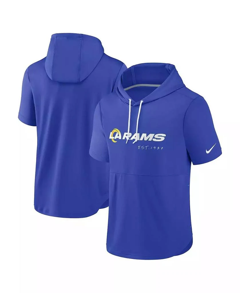 NIKE Men's Royal Los Angeles Rams Short Sleeve Pullover Hoodie 2