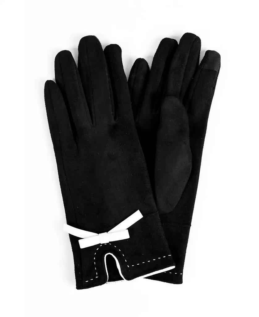 MARCUS ADLER Women's Faux Suede Bow Jersey Touchscreen Glove