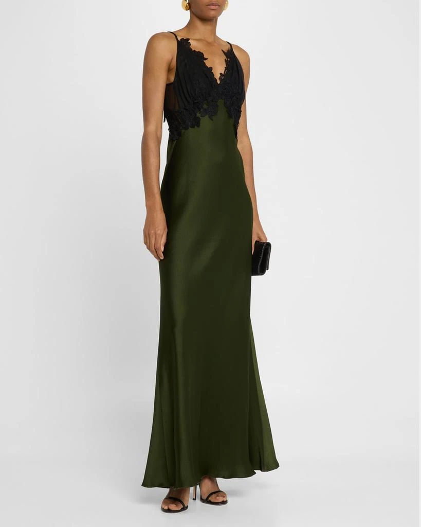 Alberta Ferretti Lace Two-Tone Satin Maxi Slip Dress 4