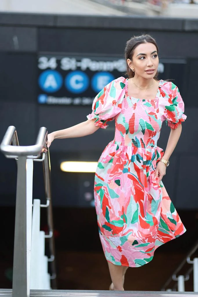 Jessie Zhao Marisa Watermelon Smocked Midi Dress 2