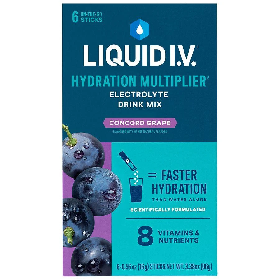 Liquid I.V. Hydration Multiplier Powder Packets Electrolyte Drink Mix Concord Grape