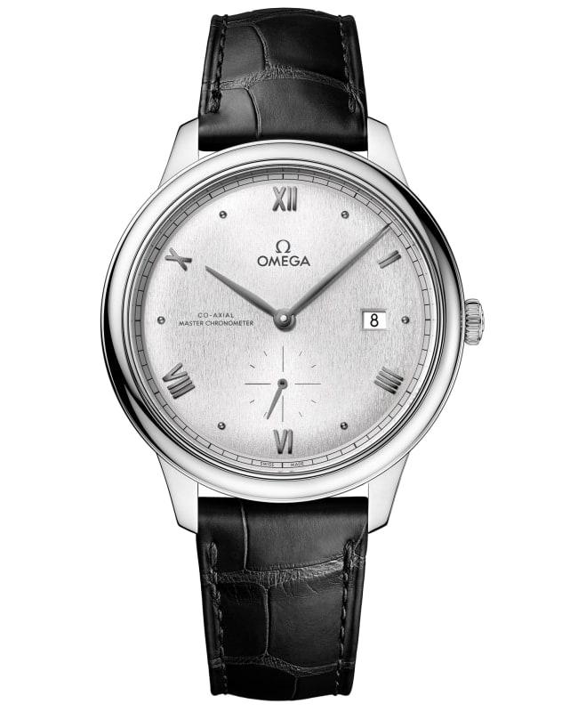 Omega Omega De Ville Prestige Co-Axial Master Chronometer Small Seconds 41mm Automatic Silver Dial Black Leather Strap Men
s Watch 434.13.41.20.02.001